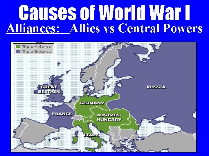 Causes of World War I Alliances: Allies vs Central Powers 
