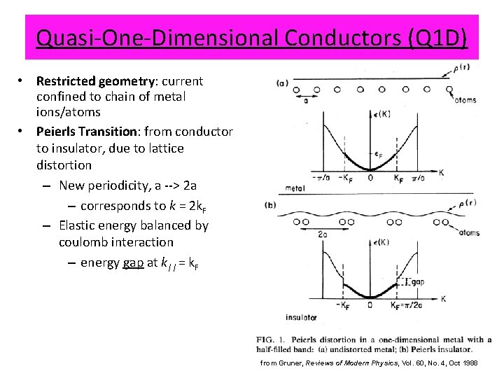 Quasi-One-Dimensional Conductors (Q 1 D) • Restricted geometry: current confined to chain of metal