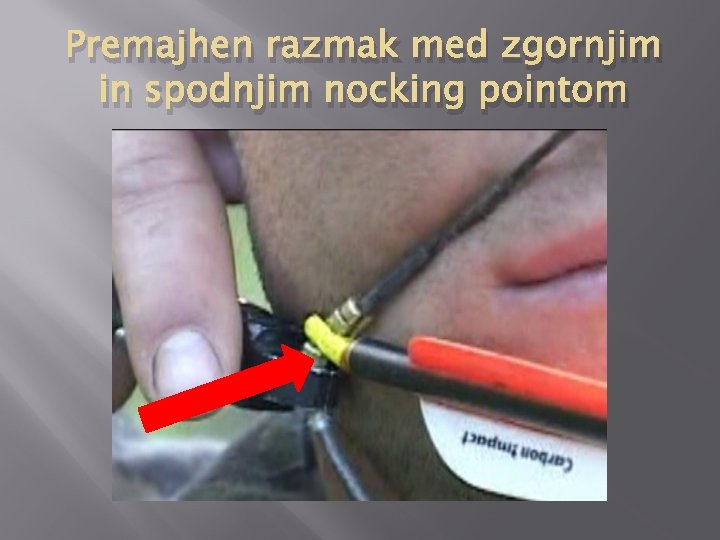 Premajhen razmak med zgornjim in spodnjim nocking pointom 