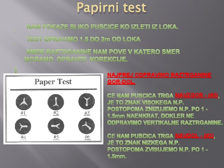 Papirni test NAM POKAŽE SLIKO PUŠČICE KO IZLETI IZ LOKA. TEST OPRAVIMO 1, 5