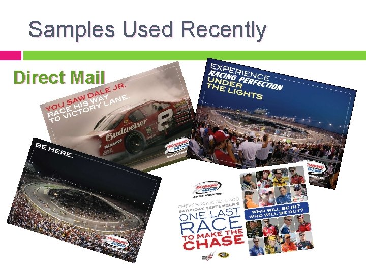 Samples Used Recently Direct Mail 