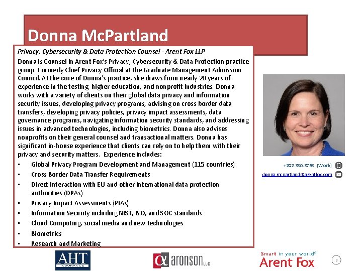 Donna Mc. Partland Privacy, Cybersecurity & Data Protection Counsel - Arent Fox LLP Donna