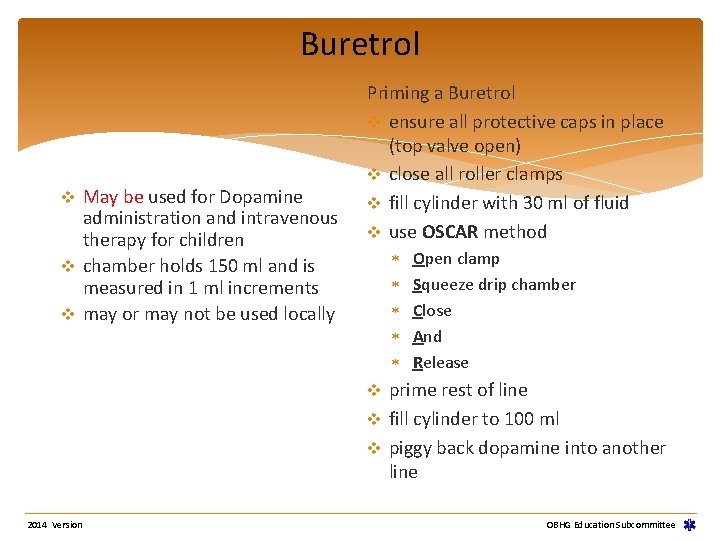 Buretrol v May be used for Dopamine administration and intravenous therapy for children v