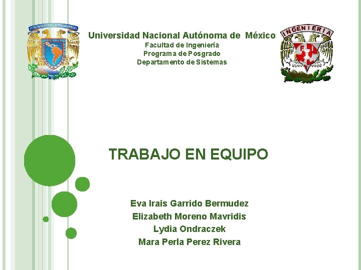 Universidad Nacional Autónoma de México Facultad de Ingeniería Programa de Posgrado Departamento de Sistemas