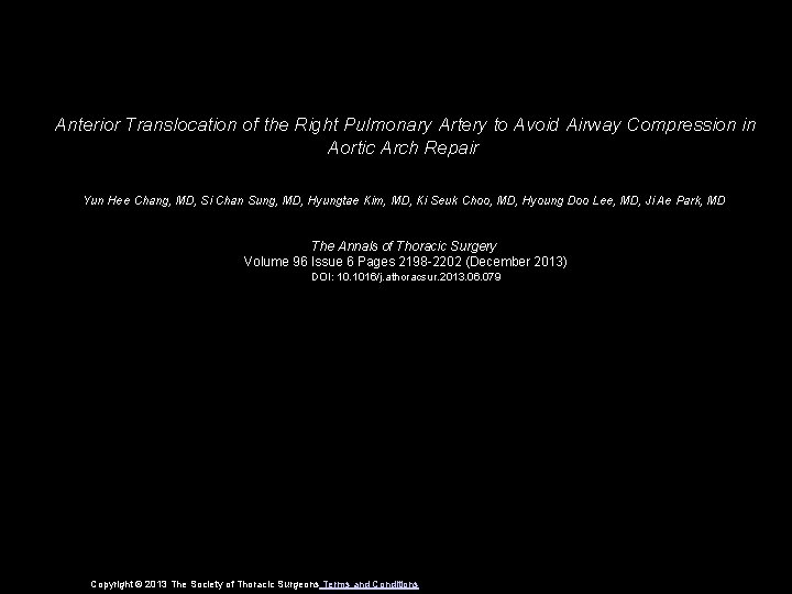 Anterior Translocation of the Right Pulmonary Artery to Avoid Airway Compression in Aortic Arch