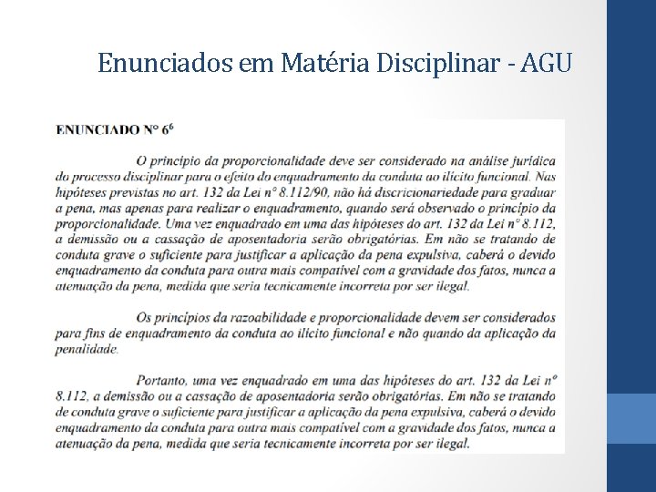 Enunciados em Matéria Disciplinar - AGU 