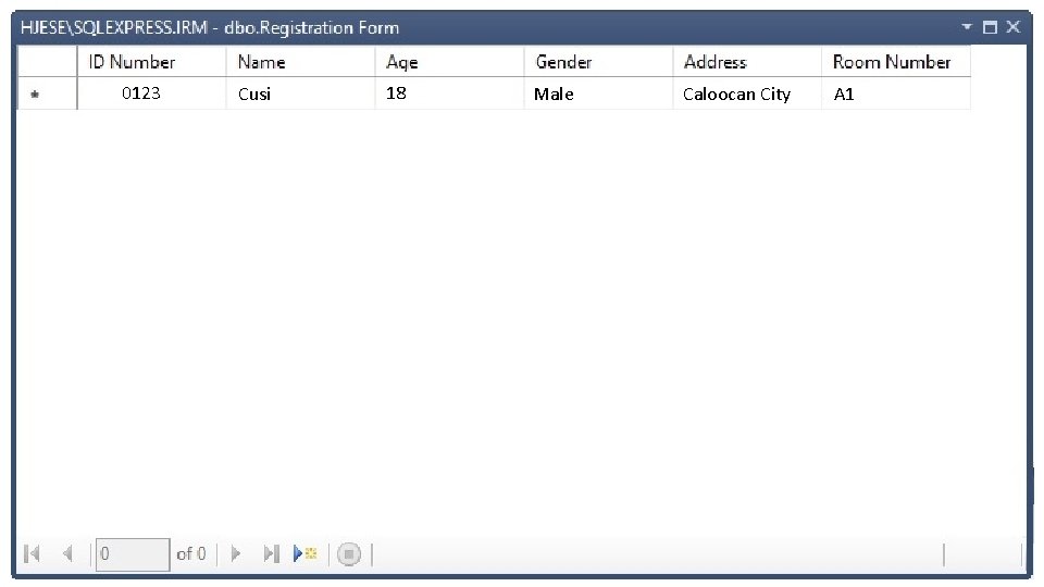 0123 Cusi 18 Male Caloocan City A 1 