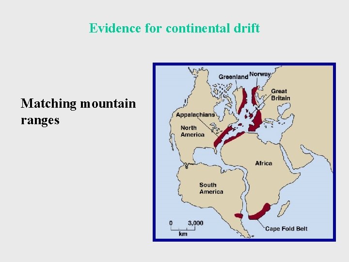 Evidence for continental drift Matching mountain ranges 