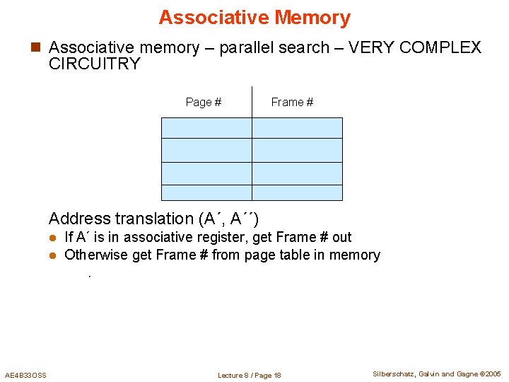 Associative Memory n Associative memory – parallel search – VERY COMPLEX CIRCUITRY Page # Associative Memory n Associative memory – parallel search – VERY COMPLEX CIRCUITRY Page #