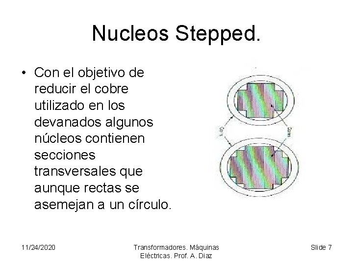 Nucleos Stepped. • Con el objetivo de reducir el cobre utilizado en los devanados