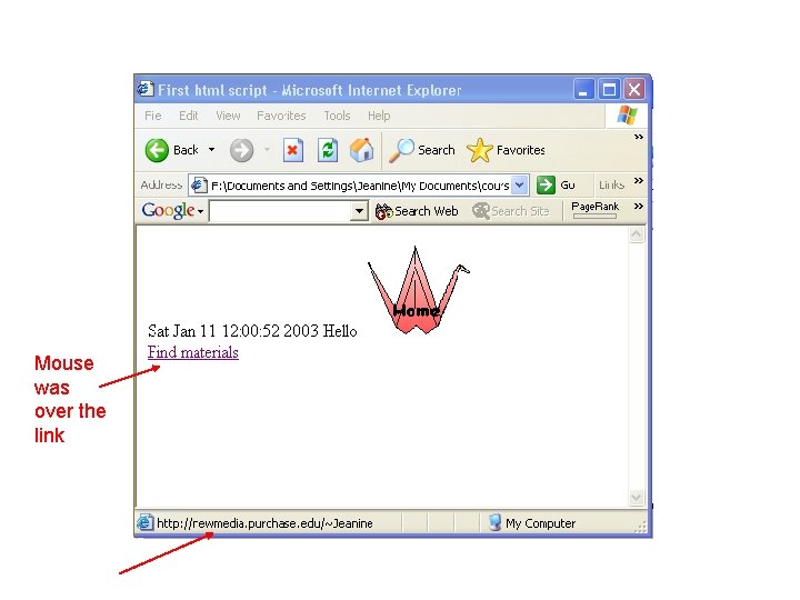 Mouse was over the link 