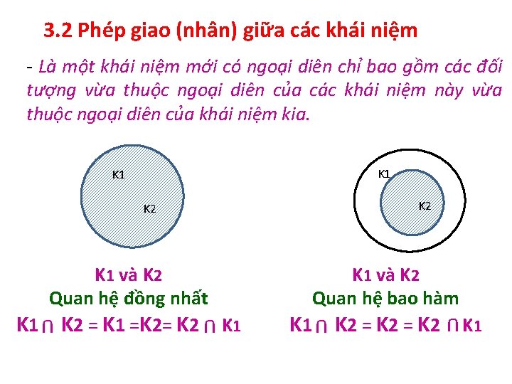 3. 2 Phép giao (nhân) giữa các khái niệm - Là một khái niệm