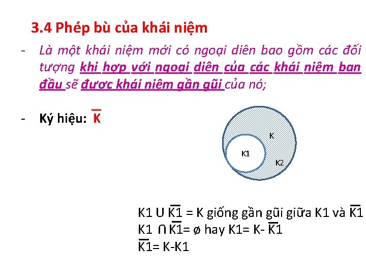 3. 4 Phép bù của khái niệm - Là một khái niệm mới có