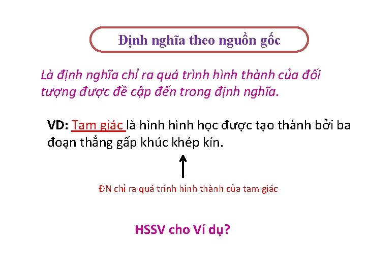 Định nghĩa theo nguồn gốc Là định nghĩa chỉ ra quá trình hình thành