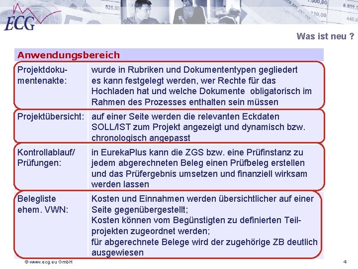 Was ist neu ? Anwendungsbereich Projektdokumentenakte: wurde in Rubriken und Dokumententypen gegliedert es kann