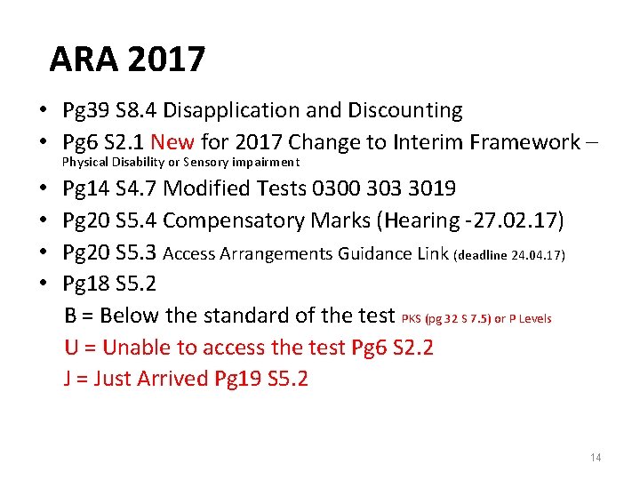 ARA 2017 • Pg 39 S 8. 4 Disapplication and Discounting • Pg 6