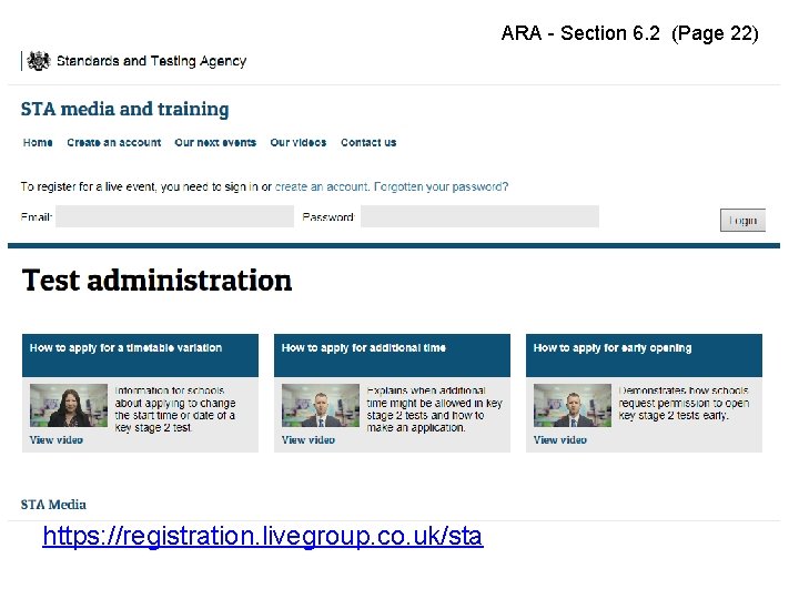 ARA - Section 6. 2 (Page 22) https: //registration. livegroup. co. uk/sta 