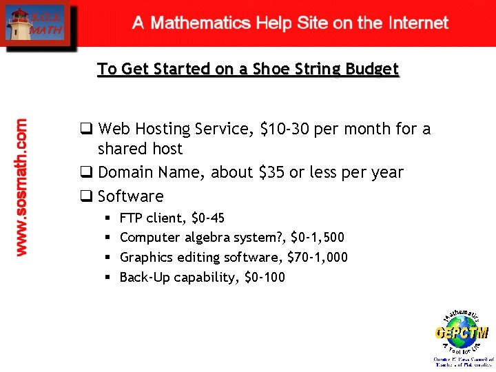 To Get Started on a Shoe String Budget q Web Hosting Service, $10 -30