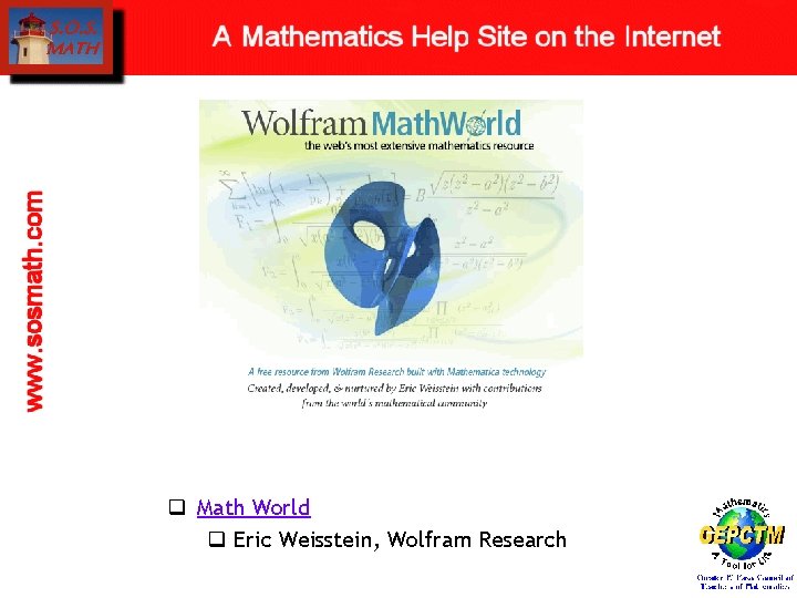 q Math World q Eric Weisstein, Wolfram Research 