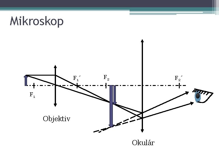 Mikroskop F 1 ´ F 2´ F 1 Objektiv Okulár 