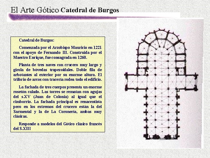 El Arte Gótico Catedral de Burgos: Comenzada por el Arzobispo Mauricio en 1221 con