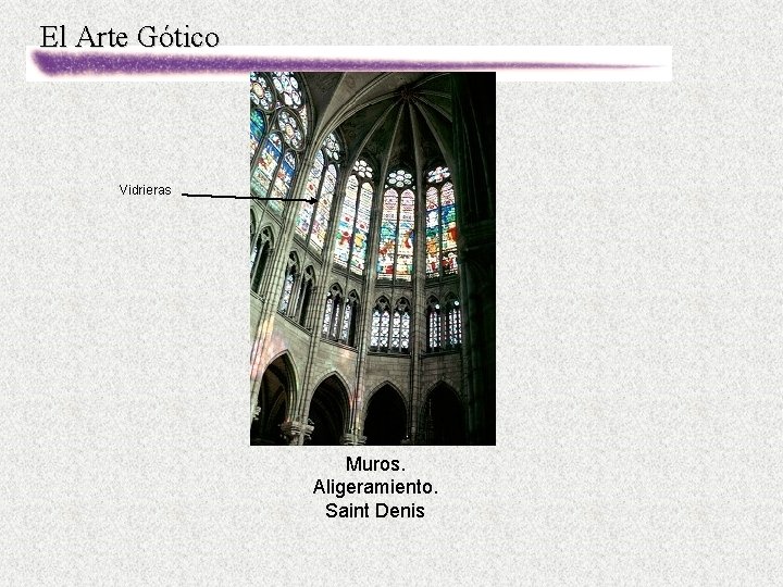 El Arte Gótico Vidrieras Muros. Aligeramiento. Saint Denis 