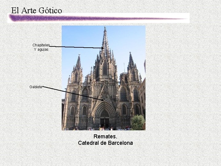 El Arte Gótico Chapiteles Y agujas Gablete Remates. Catedral de Barcelona 