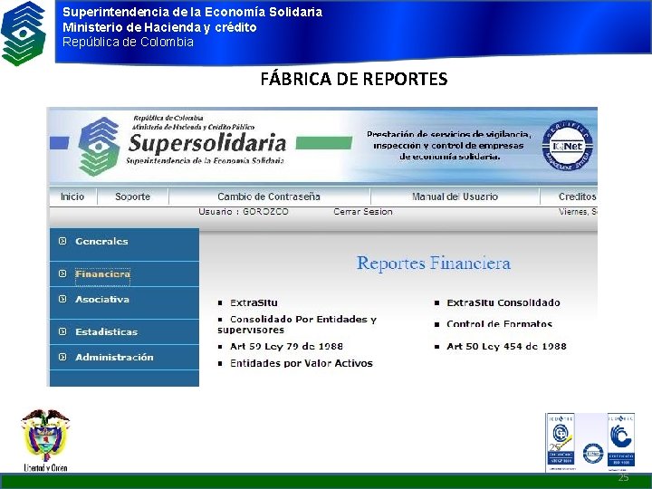 Superintendencia de la Economía Solidaria Ministerio de Hacienda y crédito República de Colombia FÁBRICA