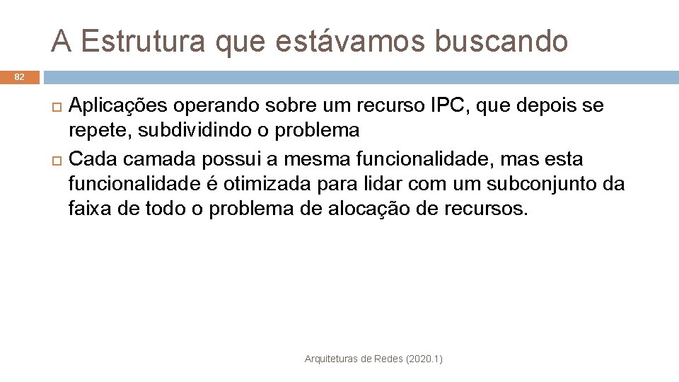 A Estrutura que estávamos buscando 82 Aplicações operando sobre um recurso IPC, que depois