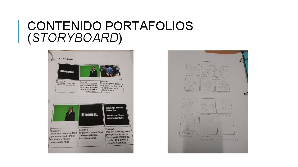 CONTENIDO PORTAFOLIOS (STORYBOARD) 