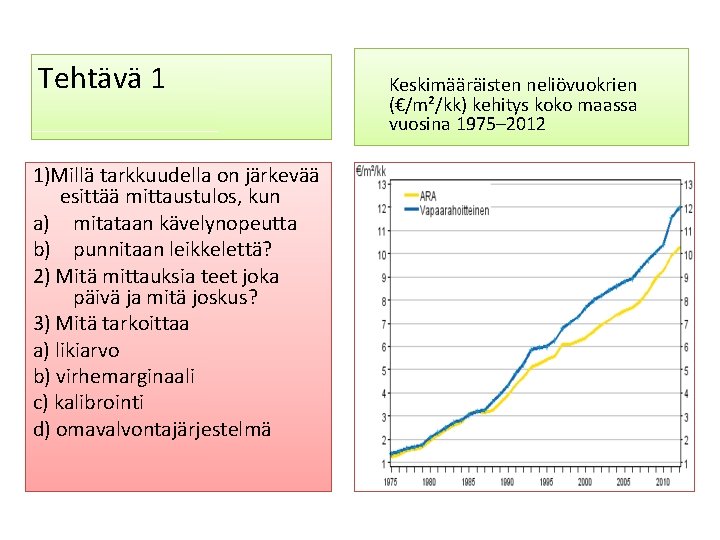 Tehtävä 1 1)Millä tarkkuudella on järkevää esittää mittaustulos, kun a) mitataan kävelynopeutta b) punnitaan