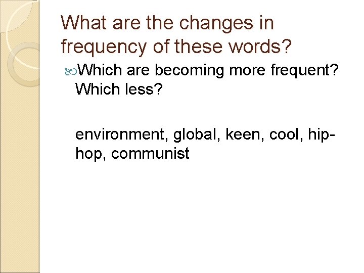 What are the changes in frequency of these words? Which are becoming more frequent?