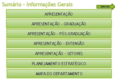 Sumário – Informações Gerais APRESENTAÇÃO - GRADUAÇÃO APRESENTAÇÃO – PÓS-GRADUAÇÃO APRESENTAÇÃO – EXTENSÃO APRESENTAÇÃO