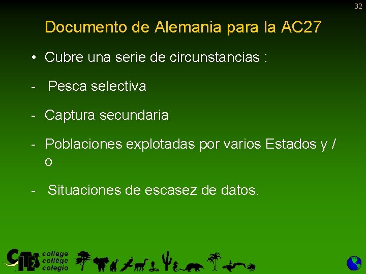 32 Documento de Alemania para la AC 27 • Cubre una serie de circunstancias