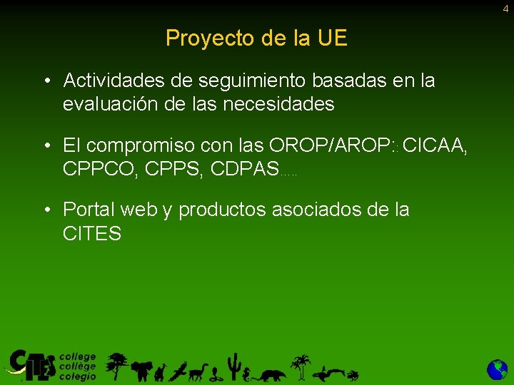 4 Proyecto de la UE • Actividades de seguimiento basadas en la evaluación de