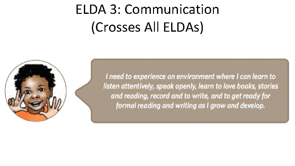 ELDA 3: Communication (Crosses All ELDAs) 