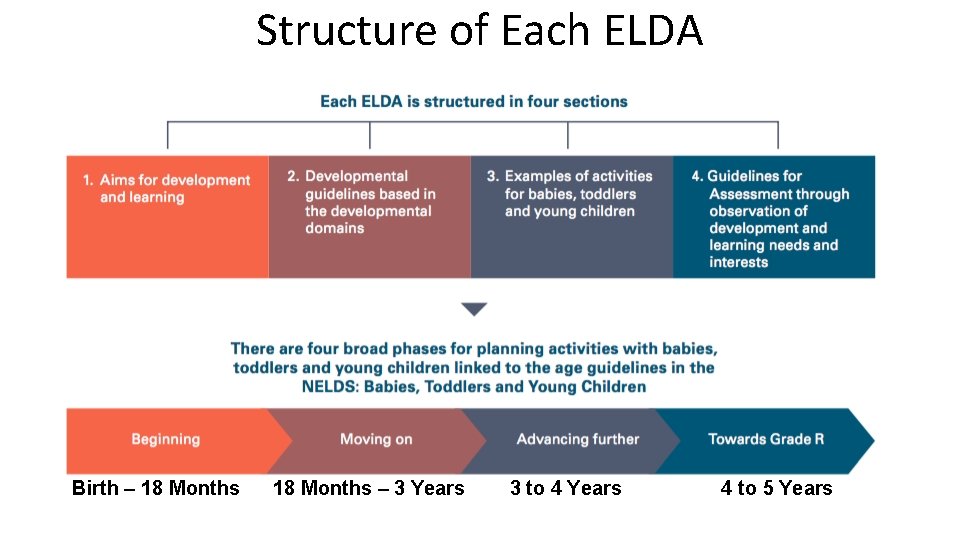 Structure of Each ELDA Birth – 18 Months – 3 Years 3 to 4