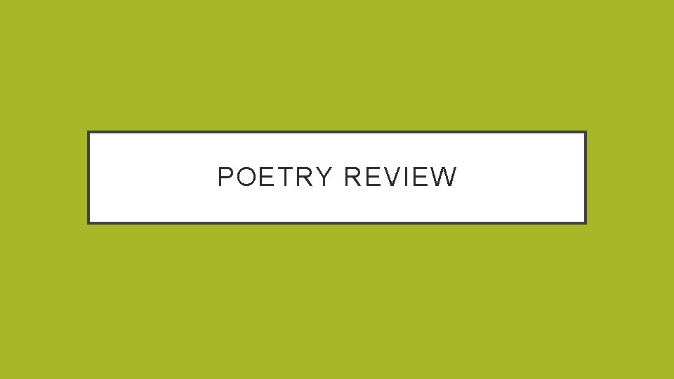 POETRY REVIEW 