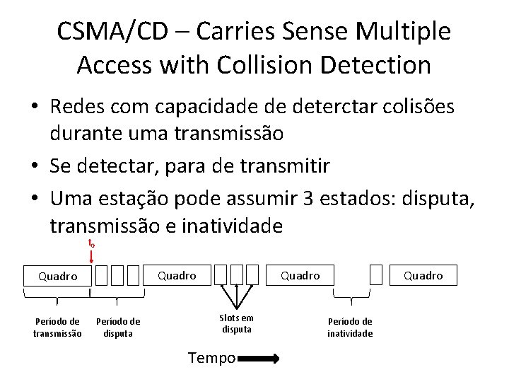 CSMA/CD – Carries Sense Multiple Access with Collision Detection • Redes com capacidade de CSMA/CD – Carries Sense Multiple Access with Collision Detection • Redes com capacidade de
