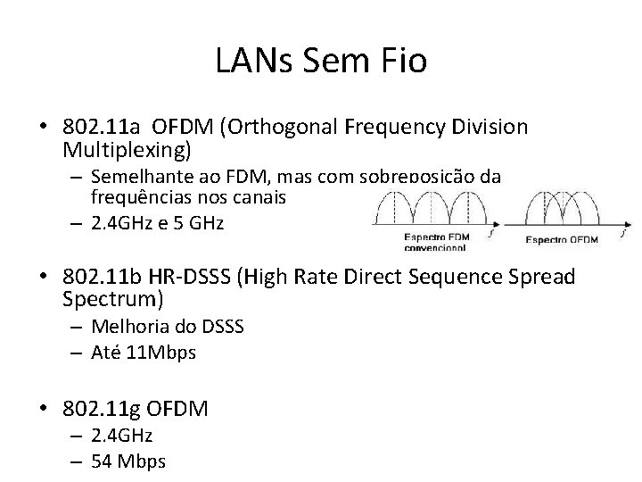 LANs Sem Fio • 802. 11 a OFDM (Orthogonal Frequency Division Multiplexing) – Semelhante LANs Sem Fio • 802. 11 a OFDM (Orthogonal Frequency Division Multiplexing) – Semelhante
