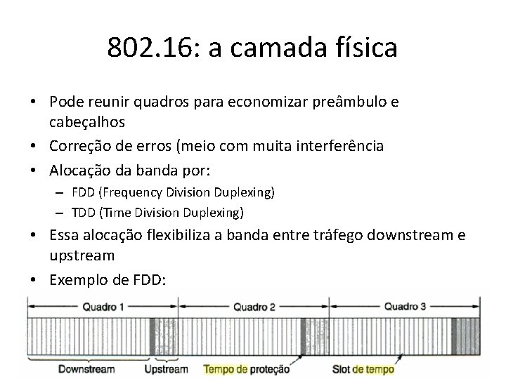 802. 16: a camada física • Pode reunir quadros para economizar preâmbulo e cabeçalhos 802. 16: a camada física • Pode reunir quadros para economizar preâmbulo e cabeçalhos