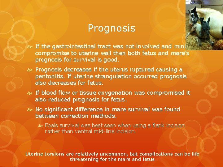 Prognosis If the gastrointestinal tract was not involved and minimal compromise to uterine wall
