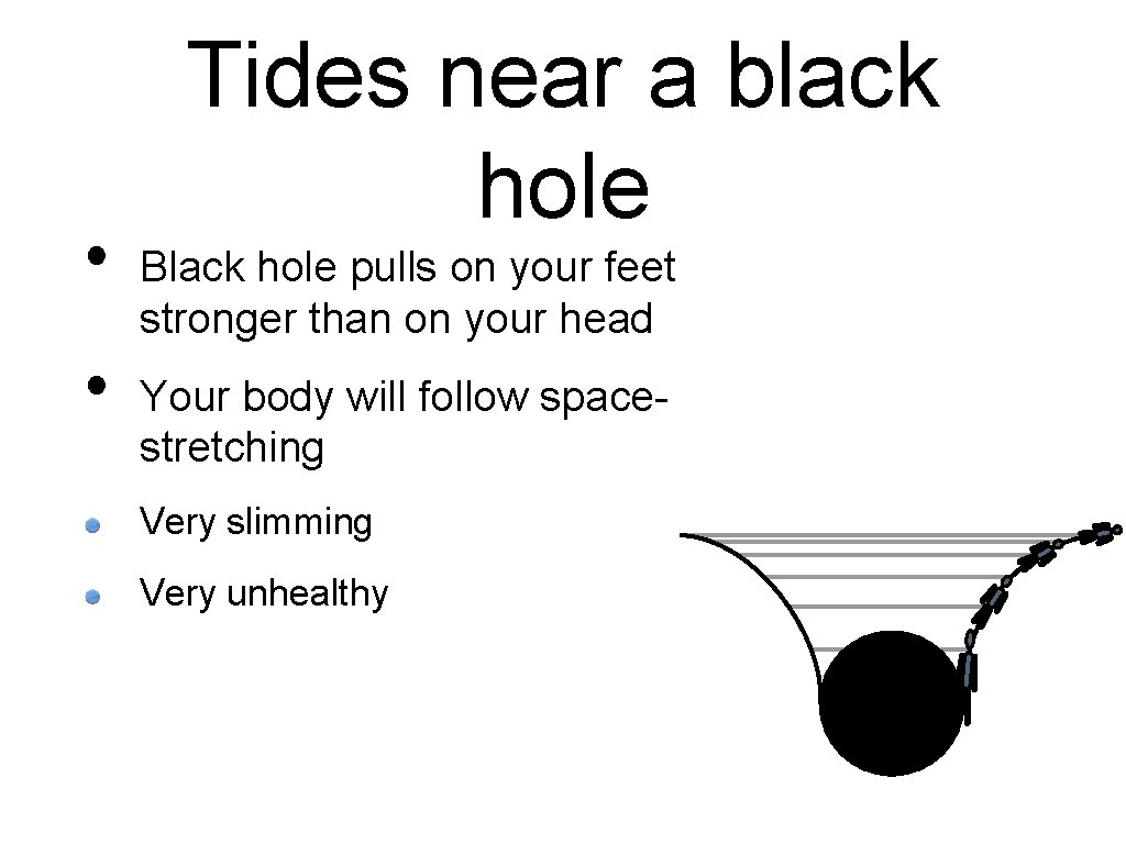  • • Tides near a black hole Black hole pulls on your feet