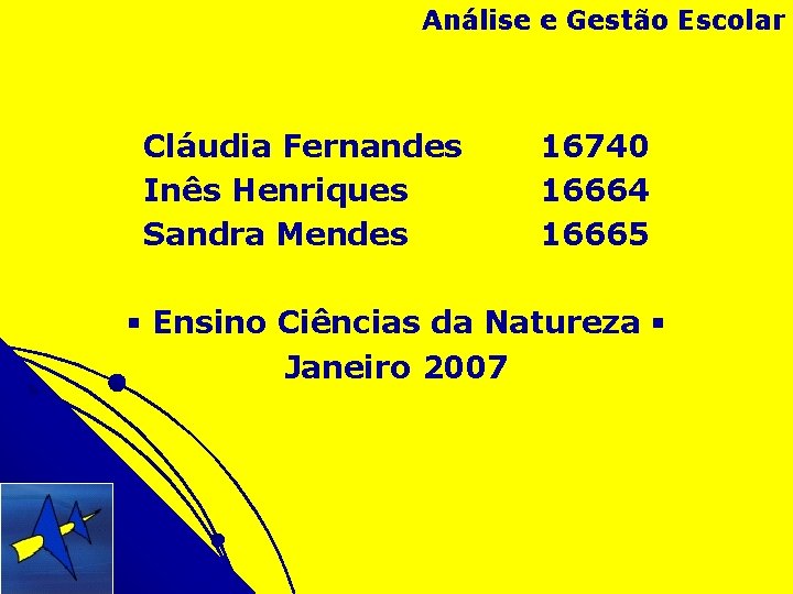 Análise e Gestão Escolar Cláudia Fernandes Inês Henriques Sandra Mendes 16740 16664 16665 Ensino