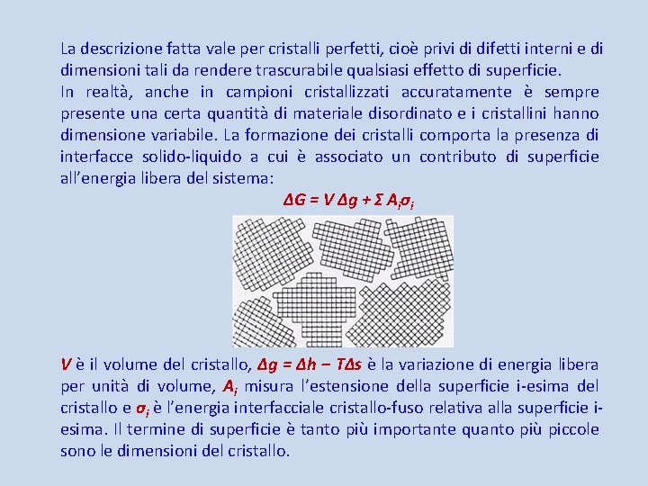 La descrizione fatta vale per cristalli perfetti, cioè privi di difetti interni e di