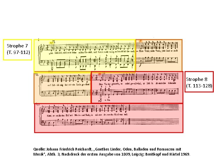 Strophe 7 (T. 97 -112) Strophe 8 (T. 113 -128) Quelle: Johann Friedrich Reichardt, Strophe 7 (T. 97 -112) Strophe 8 (T. 113 -128) Quelle: Johann Friedrich Reichardt,