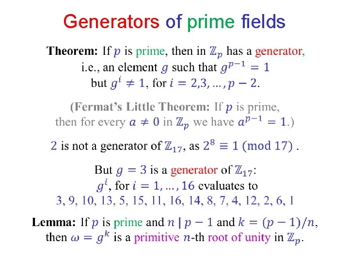 Generators of prime fields Generators of prime fields
