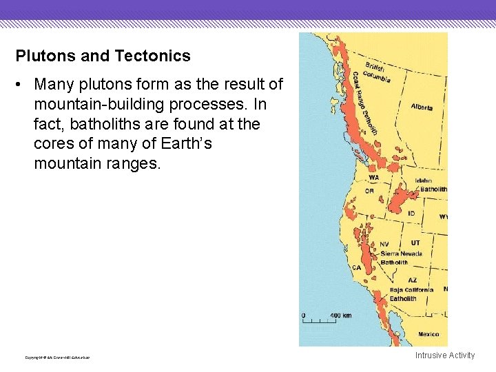 Plutons and Tectonics • Many plutons form as the result of mountain-building processes. In