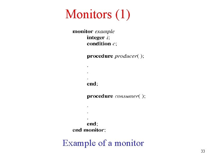 Monitors (1) Example of a monitor 33 