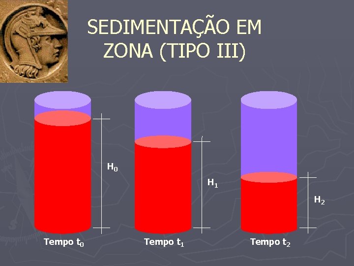 SEDIMENTAÇÃO EM ZONA (TIPO III) H 0 H 1 H 2 Tempo t 0